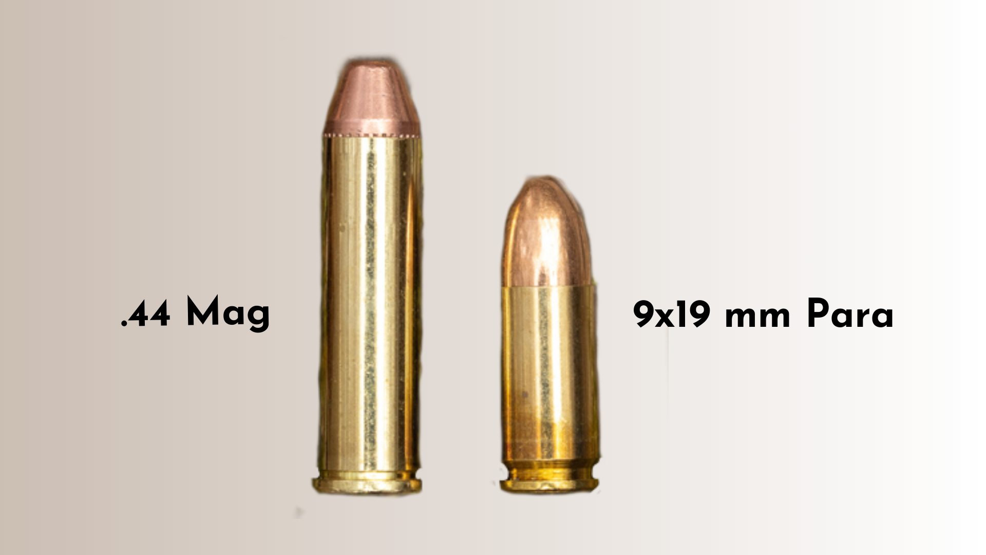 Cartouche .44 Mag vs 9x19 mm para